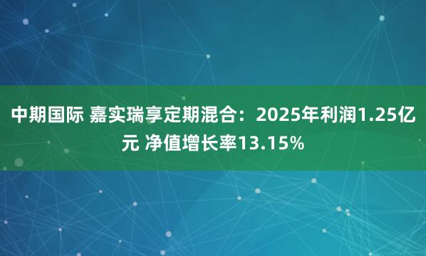 中期国际 嘉实瑞享定期混合：2025年利润1.25亿元 净值增长率13.15%