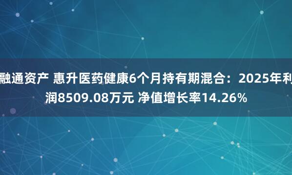 融通资产 惠升医药健康6个月持有期混合：2025年利润8509.08万元 净值增长率14.26%